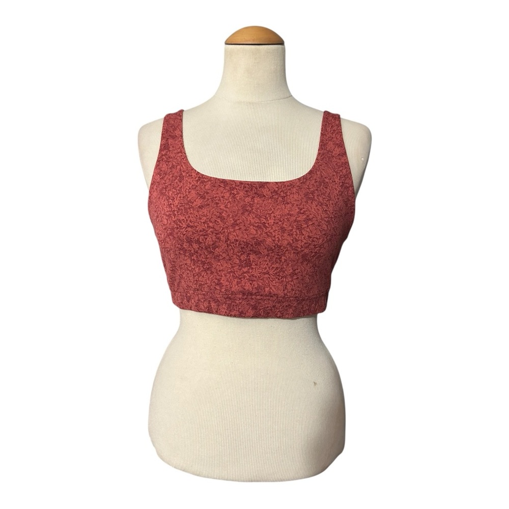 Athleta Exhale Moonflower Jacquard Sports Bra Orange Medium - Picture 2 of 6